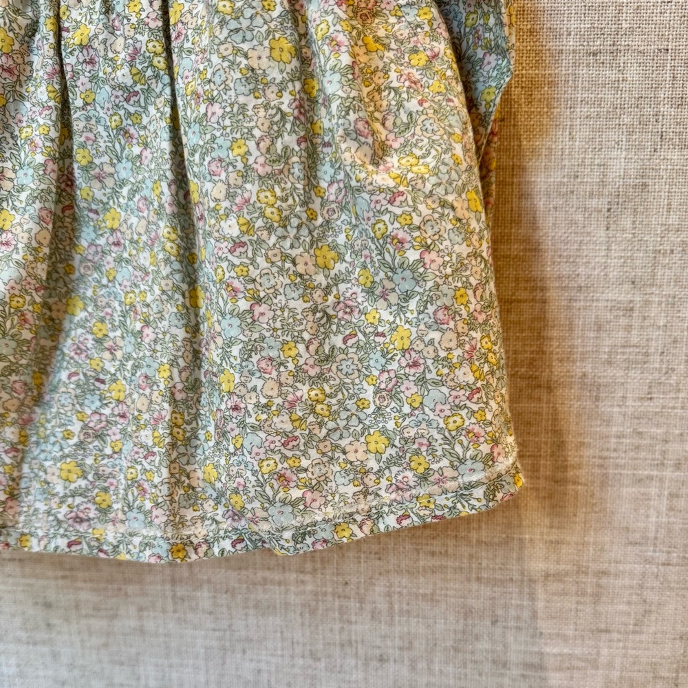 La Coqueta Green Floral Rosaura Dress Spring Baby Girl Set with Bloomers - Picture 3 of 5